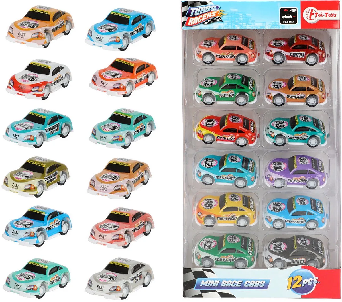 Turbo Racers Raceauto's 12 Stuks von Toi-Toys in Mehrfarbig – Produktfoto
