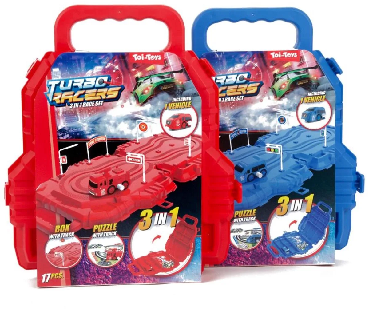 TURBO RACERS Raceset in koffer från Toi-Toys i Verschillende – produktbild