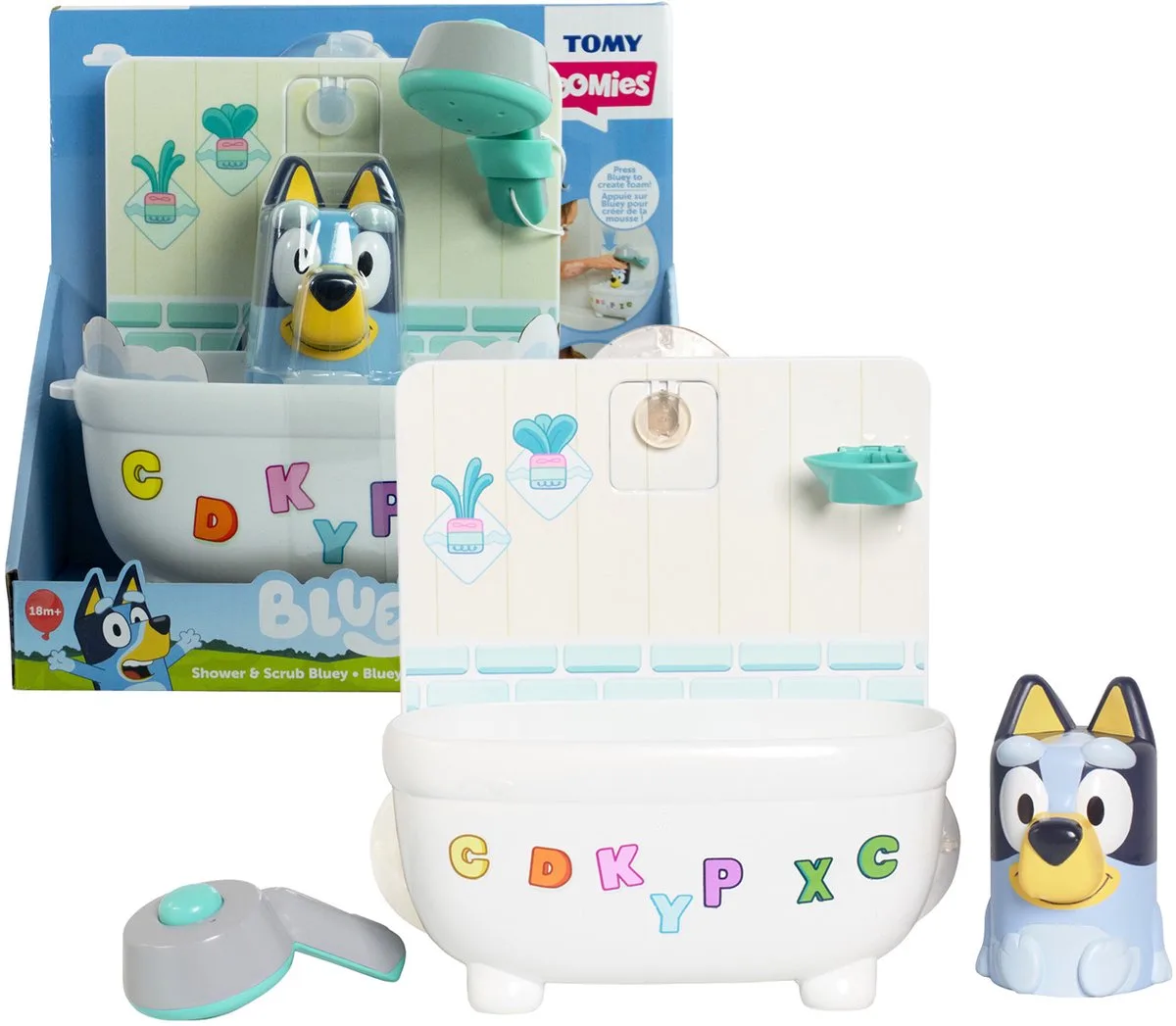 Toomies Bade Und Reibe Die Bluey-figur von TOMY in Mehrfarbig – Produktfoto