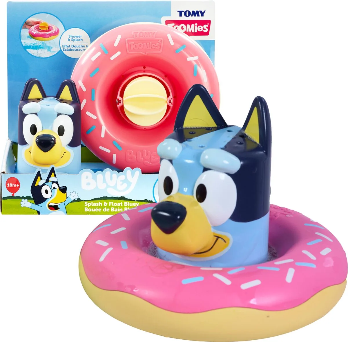 BLUEY - Spat & Drijf Bluey - Badspeelgoed von TOMY in Rosa – Produktfoto