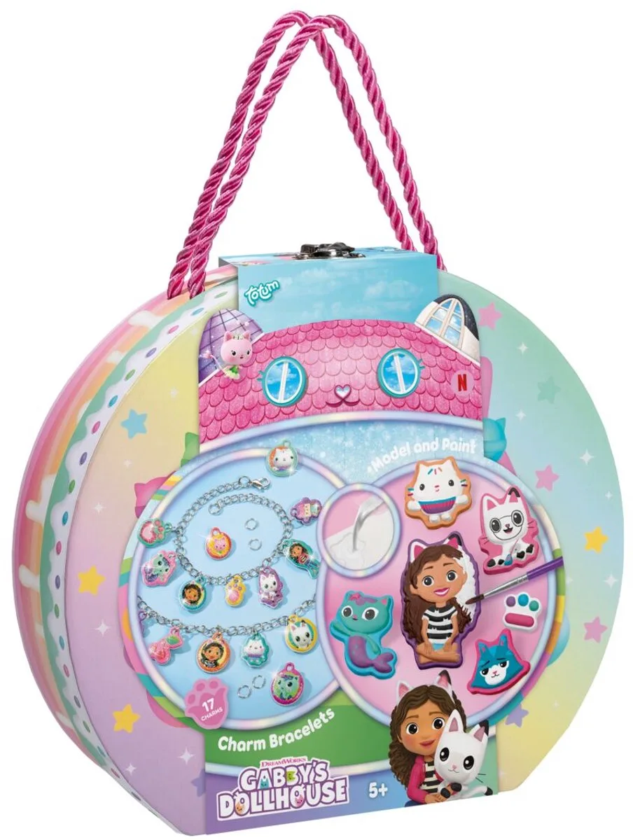 2-in-1 Knutselkoffer - Armbandjes maken - Gipsfiguren gieten en schilderen - Herbruikbaar - Speelgoed Kinderen - Knutselen - Voor meisjes en jongens - Vanaf 5 jaar von Totum in Gabby's Poppenhuis – Produktfoto