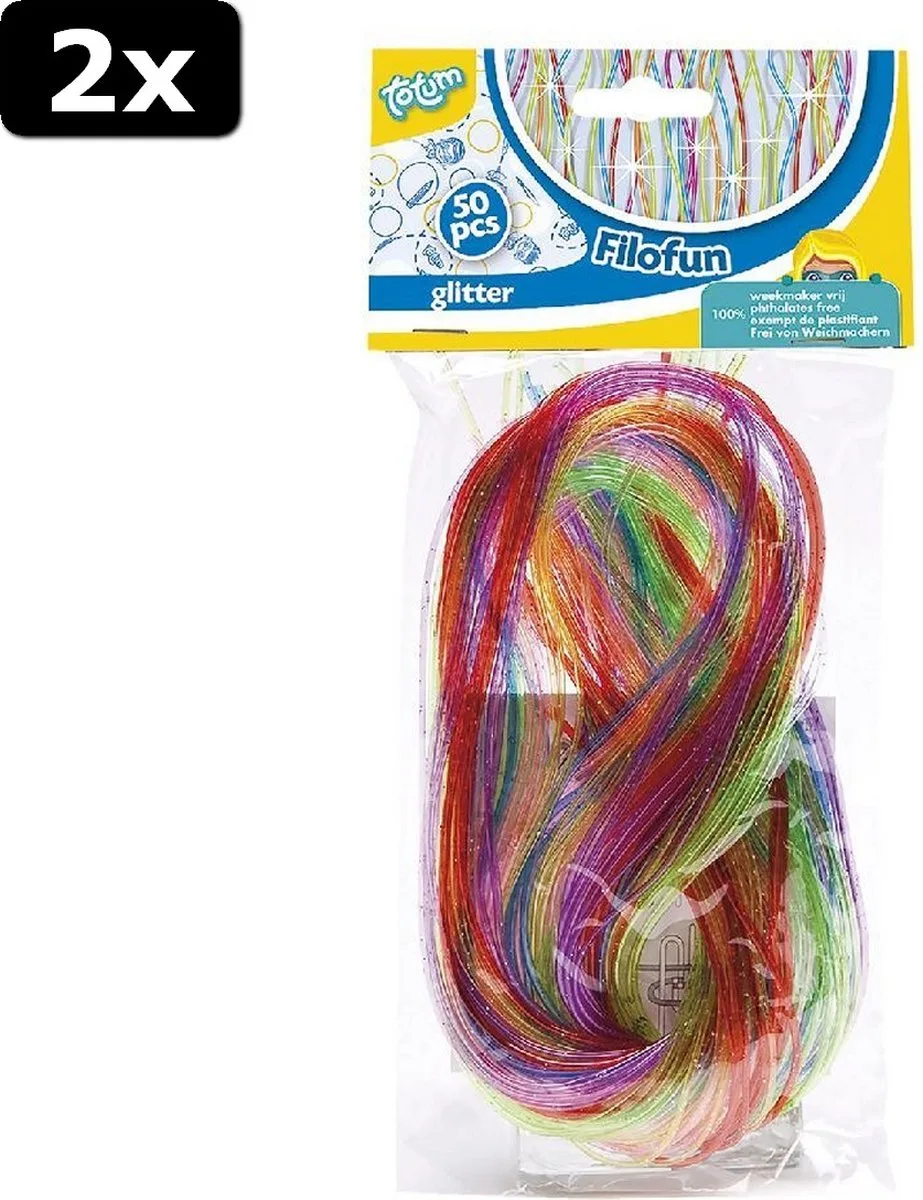 2x Totum Filofun Glitter 50 Draden 80 cm van Totum in Meerkleurig – productfoto