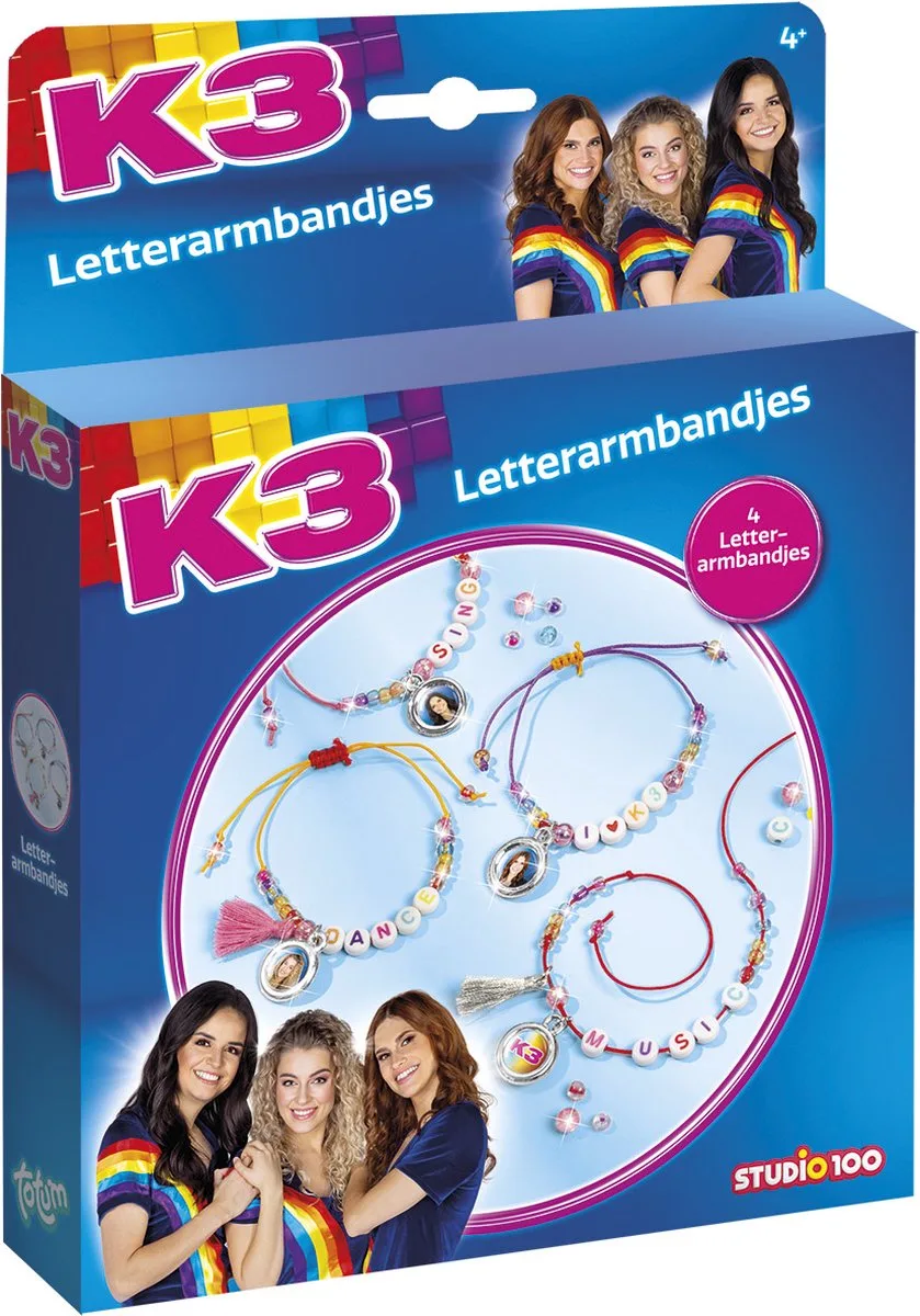 4 stuks - Speelgoed Kinderen - Knutselen - Voor meisjes - Ook voor kleuters - Vanaf 3 jaar fra Totum i K3 letterarmbandjes maken – produktbillede