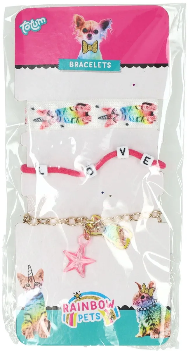 Armband Rainbow Pets Meisjes Wit/roze/goud 3-delig de Totum en Multicolore – photo du produit