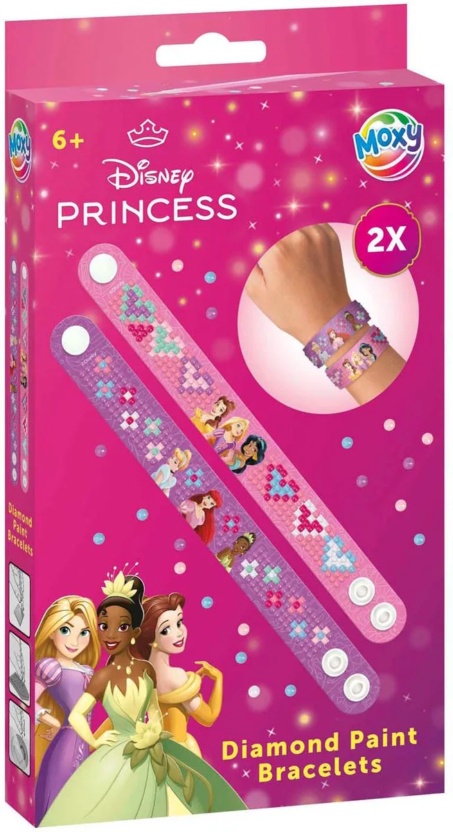 Armbandjes maken met Diamond Painting - 2 stuks - Speelgoed Kinderen - Knutselen - Voor meisjes - Vanaf 6 jaar - Cadeau Sinterklaas of Kerst de Totum en Disney Princess – photo du produit