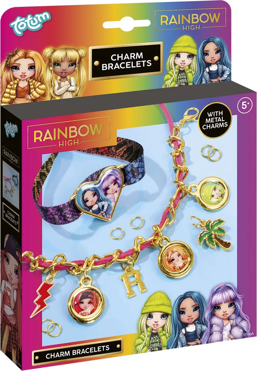 Bedelarmbandjes maken - 2 stuks - Speelgoed Kinderen - Knutselen - Voor meisjes en jongens - Vanaf 5 jaar från Totum i Rainbow High – produktbild