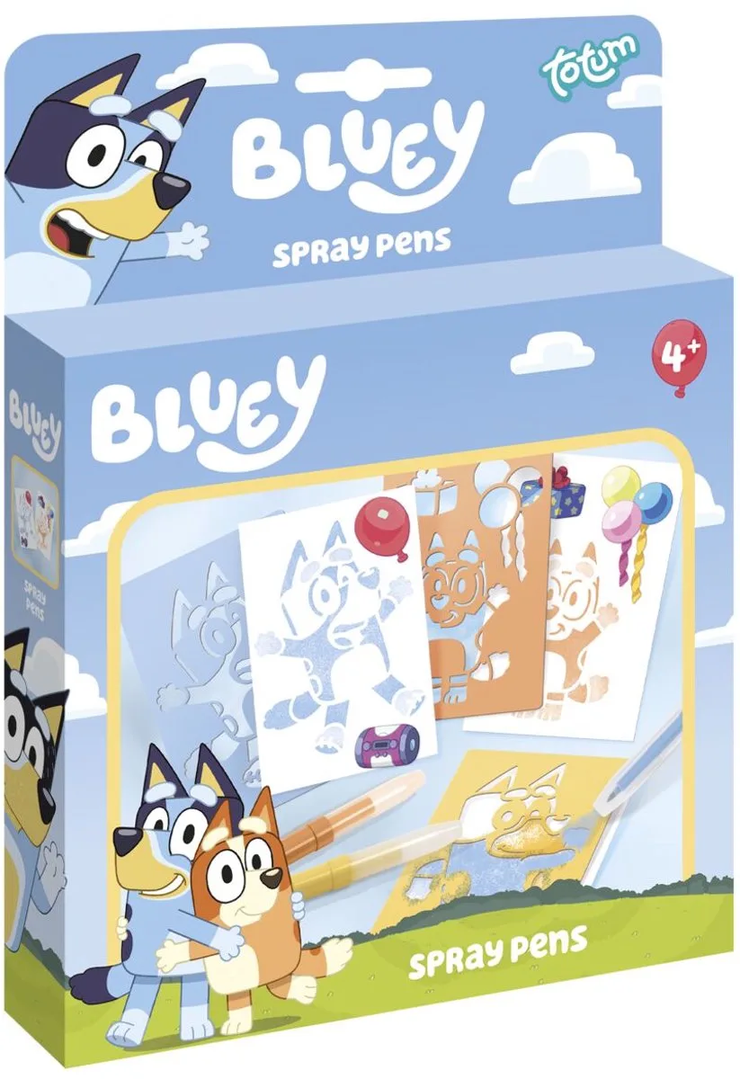 Blaaspennen - 3 stuks - Met 3 sjablonen - Speelgoed Kinderen - Knutselen - Voor meisjes en jongens - Vanaf 4 jaar van Totum in Bluey – productfoto