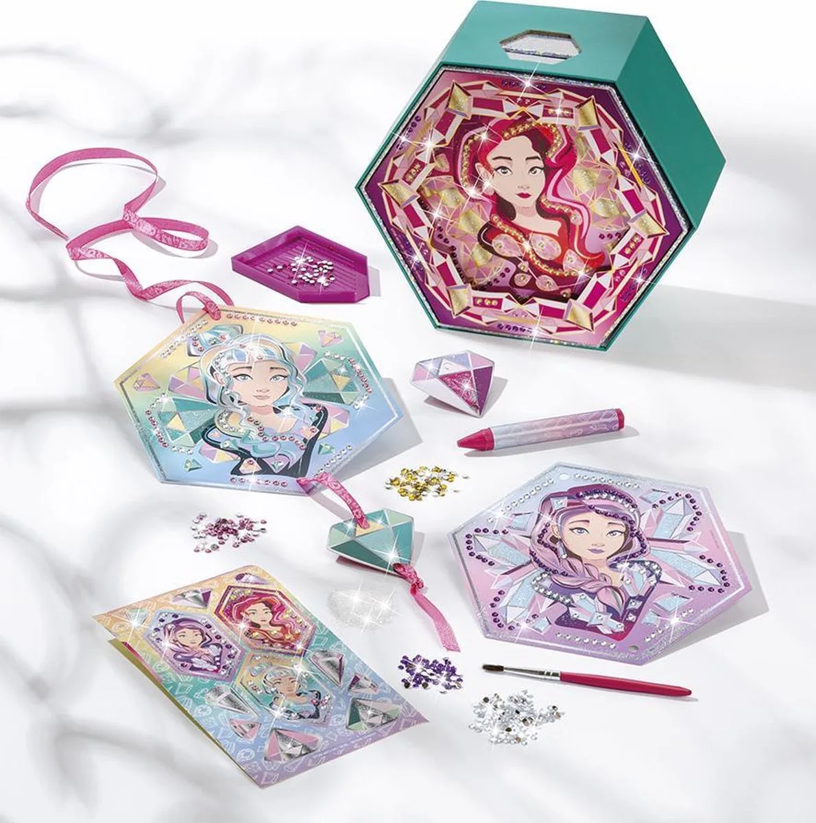 Bling Bling Diamond Painting kaarten in luxe cadeau verpakking van Totum in Meerkleurig – productfoto
