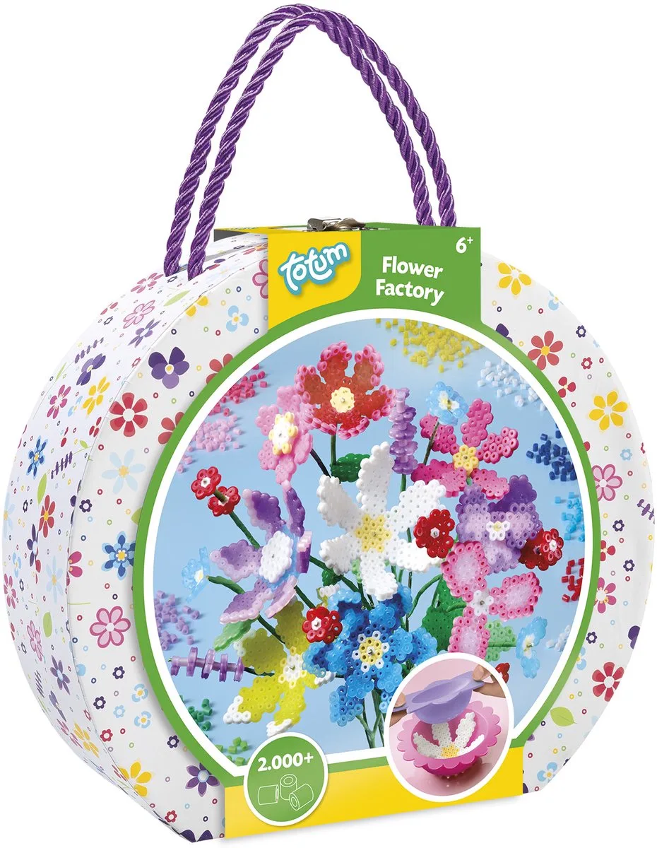 Bloemen maken met strijkkralen - Flower Factory - 2000+ strijkkralen - Speelgoed Kinderen - Knutselen - Voor meisjes en jongens - Vanaf 6 jaar de Totum en Flower Factory Bloemen maken – photo du produit