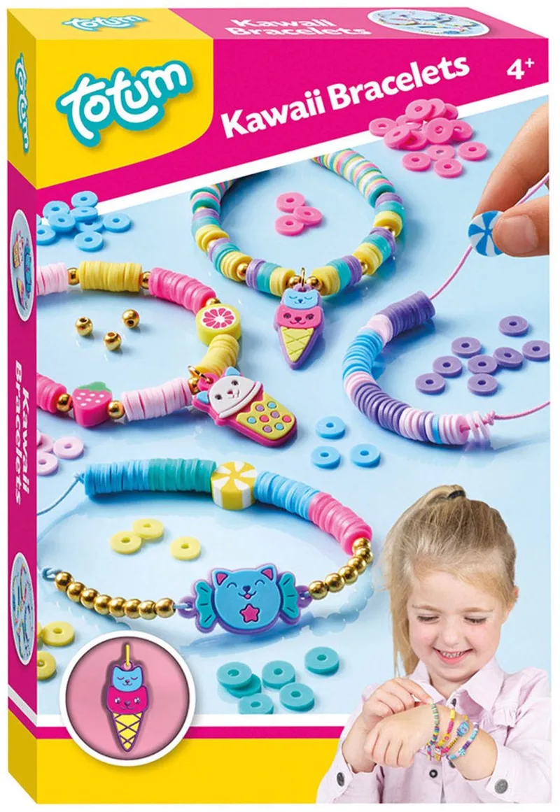 Bracelets Bedelarmbandjes maken - 4 stuks - 360+ heishi-kralen - Speelgoed Kinderen - Knutselen - Voor meisjes en jongens - Vanaf 4 jaar by Totum in Kawaii – product photo