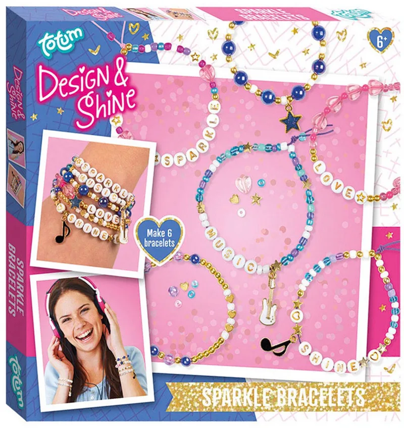Design & Shine Muziek- en letterarmbandjes maken - 450-delig - Speelgoed Kinderen - Knutselen - Voor meisjes - Vanaf 6 jaar by Totum in Sparkle Bracelets – product photo