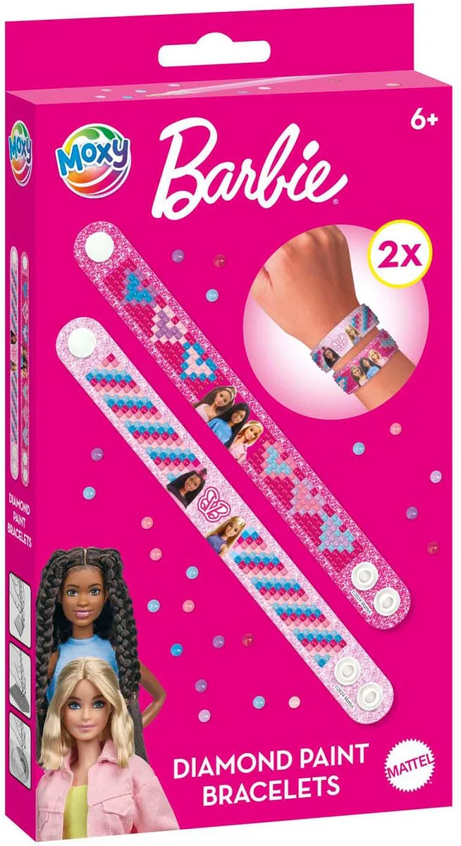Diamond Painting armbandjes maken - 2 stuks - 150+ steentjes - Incl. applicatietool en sorteerbakje - Speelgoed Kinderen - Knutselen - Voor meisjes - Vanaf 5 jaar - Cadeau Sinterklaas of Kerst de Totum en Barbie – photo du produit