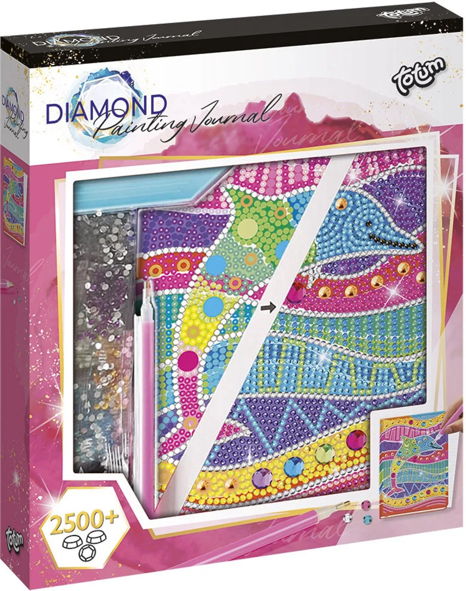 Diamond Painting notitieboek - 2000 steentjes - Incl. applicatietool en sorteerbakje - Speelgoed Kinderen - Knutselen - Voor meisjes - Vanaf 6 jaar von Totum in Dolfijn – Produktfoto