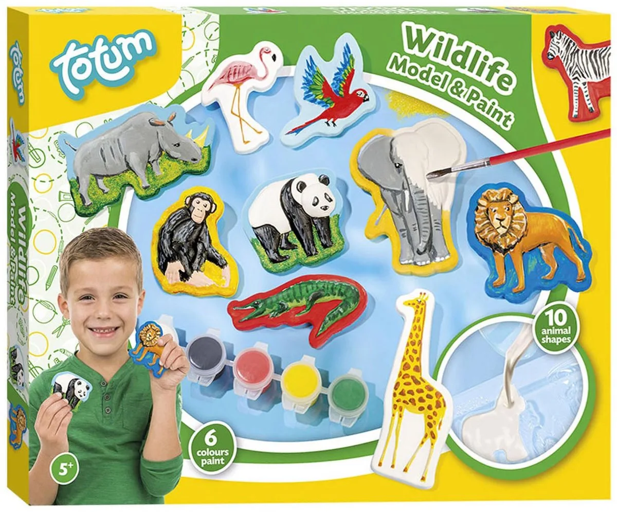 dieren gips gieten en schilderen wildlife jungle dierentuin knutselset gips gieten en beschilderen speelgoed knutselen junior 10 figuren inclusief gips en verf junior van Totum in Wildlife dieren gipsset – productfoto