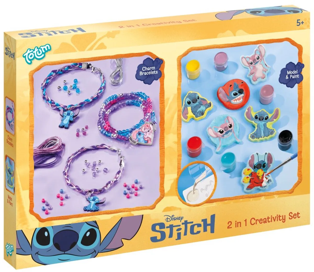 Disney 2-in-1 Knutselset - Armbandjes en gipsfiguren maken - Speelgoed Kinderen - Knutselen - Voor meisjes en jongens - Vanaf 4 jaar van Totum in Stitch – productfoto