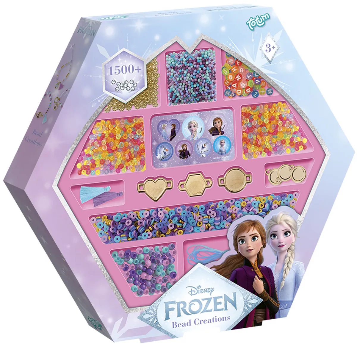 Disney Frozen Kralen set voor 5 armbandjes maken - 1500-delig - Speelgoed Kinderen - Knutselen - Voor meisjes - Ook voor kleuters - Vanaf 3 jaar van Totum in Frozen multicolor – productfoto