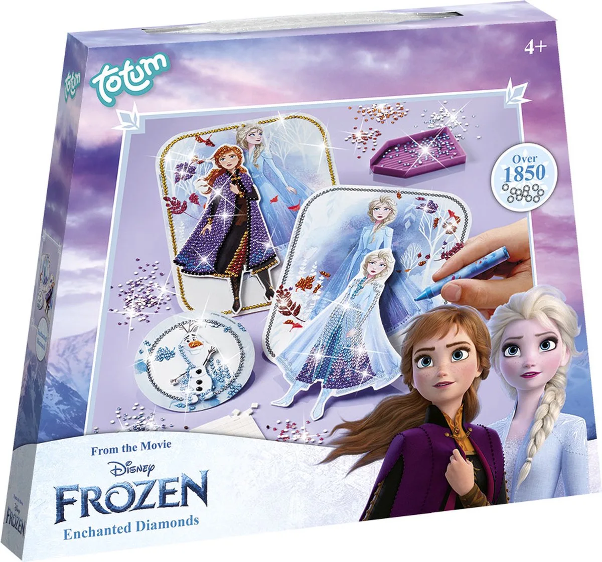 Disney Frozen Totum diamond painting knutselset speelgoed meisjes - Anna en Elsa prinsessen versieren met 1800+ strass steentjes knutselen creatief speelgoed van Totum in Meerkleurig – productfoto