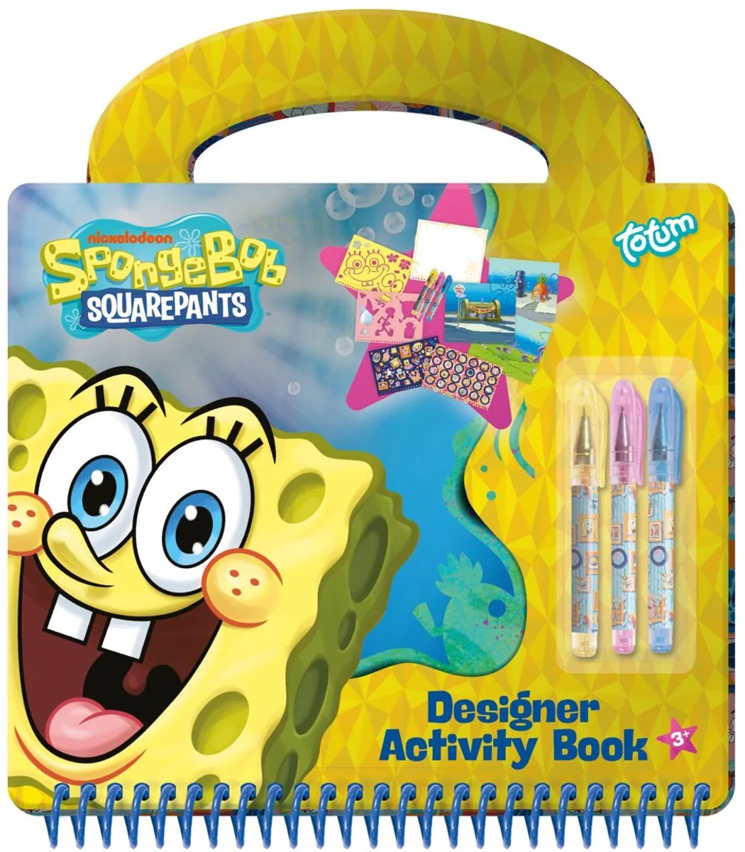 Doeboek - Activiteitenboek - Tekenen, schrijven en stickeren - 20 pagina's - Speelgoed Kinderen - Knutselen - Voor meisjes en jongens - Ook voor kleuters - Vanaf 3 jaar de Totum en SpongeBob – photo du produit