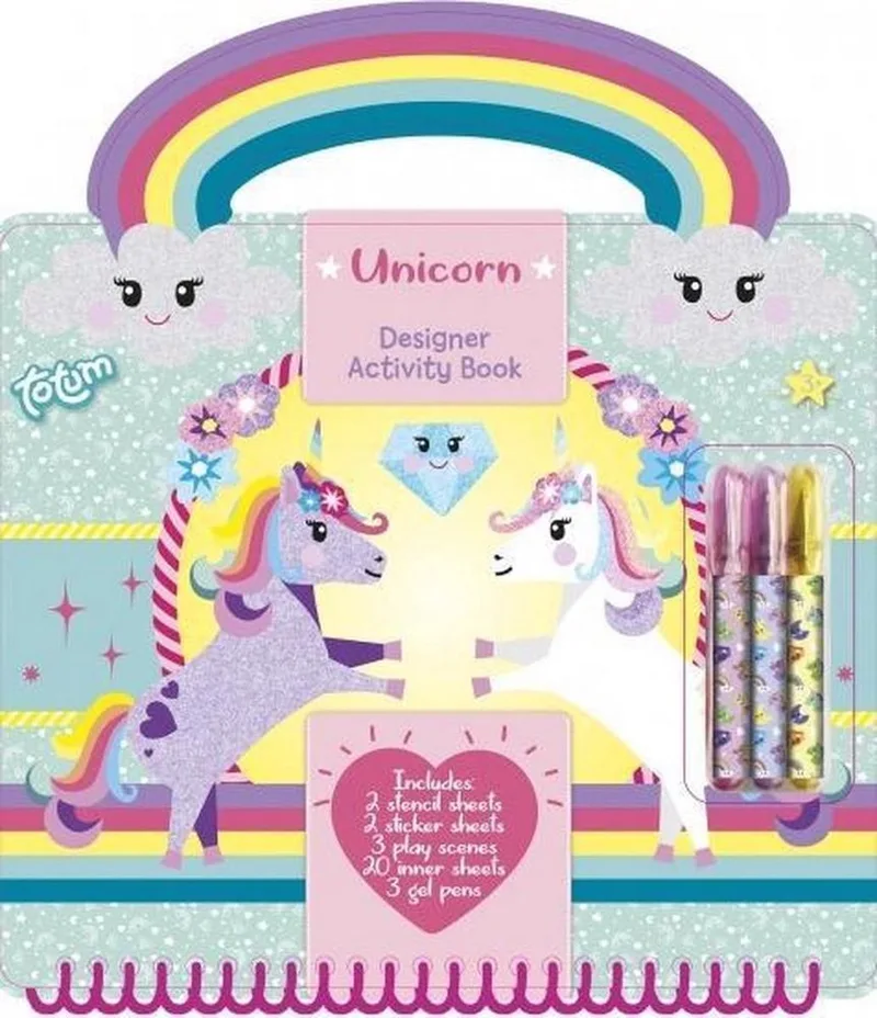 Doeboek - Activiteitenboek - Tekenen, schrijven en stickeren - 25-delig - Speelgoed Kinderen - Knutselen - Voor meisjes - Ook voor kleuters - Vanaf 3 jaar by Totum in Unicorn – product photo