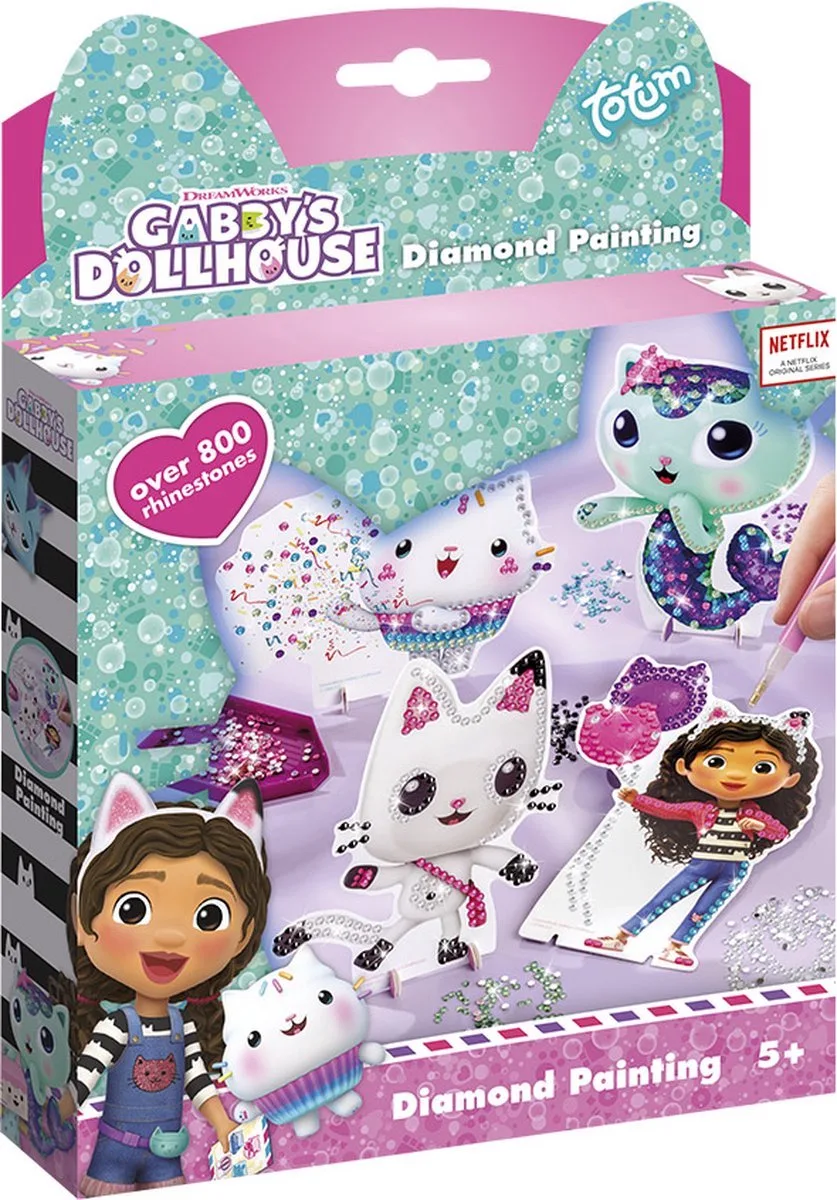 Gabby's Poppenhuis Diamond Painting figuren maken - Met 800+ steentjes - Speelgoed Kinderen - Knutselen - Voor meisjes - Vanaf 5 jaar van Totum in Gabby diamond painting – productfoto