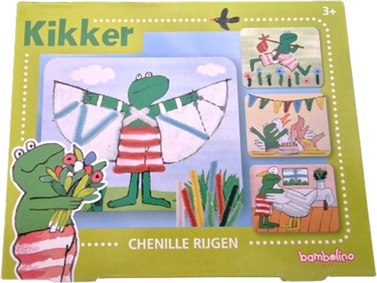 Kikker Chenille rijgen - Met 4 afbeeldingen - Inclusief draad met kleur - Hobbypakket voor kinderen vanaf 3 jaar van Totum – productfoto