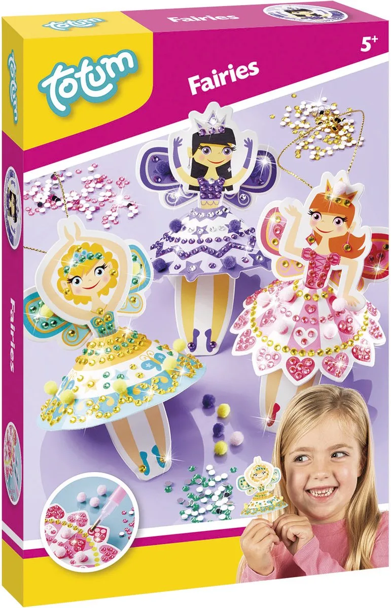 knutselset engeltjes / fee popjes maken met 500+ strasssteentjes diamond painting fairies- creatief speelgoed meisjes knutselen van Totum in Meerkleurig – productfoto