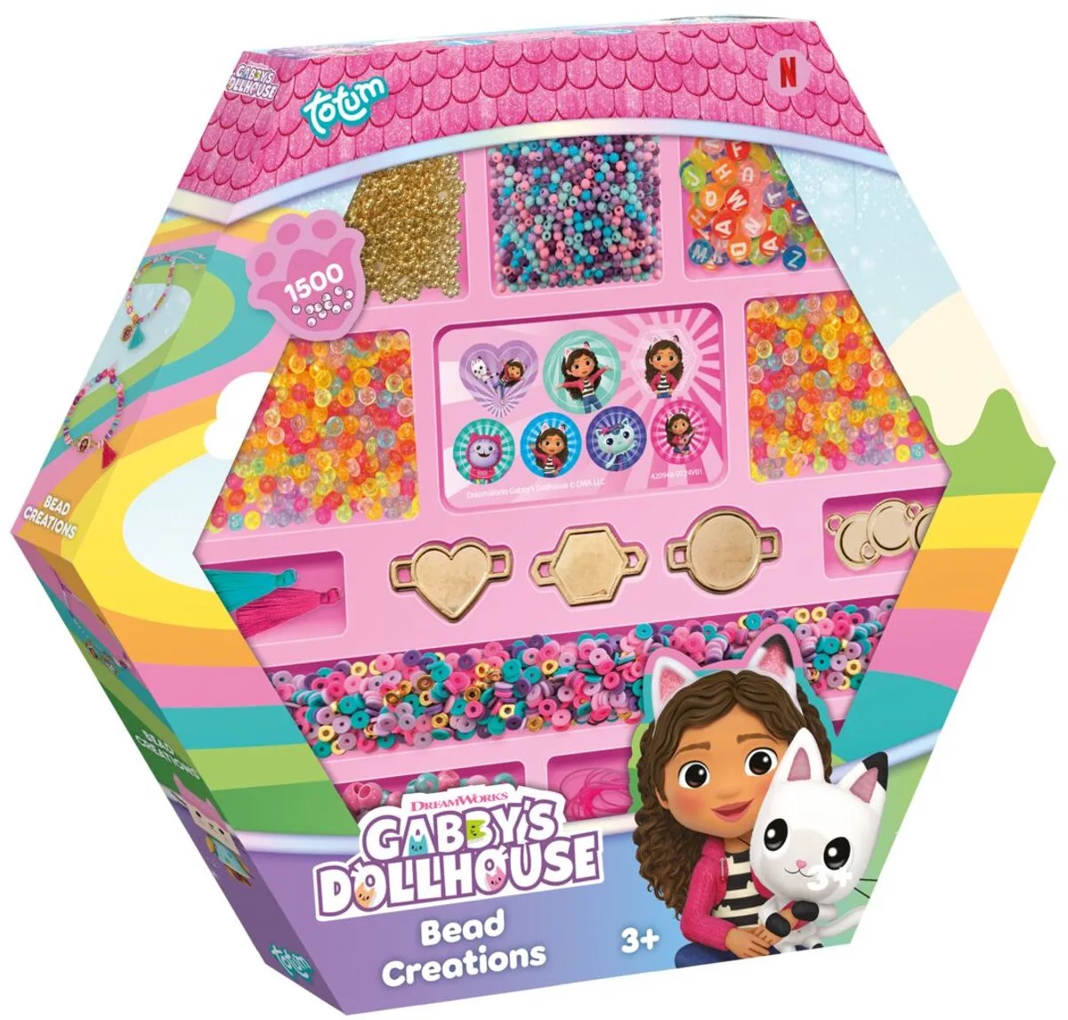 Kralen set voor armbandjes maken - 1500-delig - Speelgoed Kinderen - Knutselen - Voor meisjes - Ook voor kleuters - Vanaf 3 jaar by Totum in Gabby's Poppenhuis – product photo