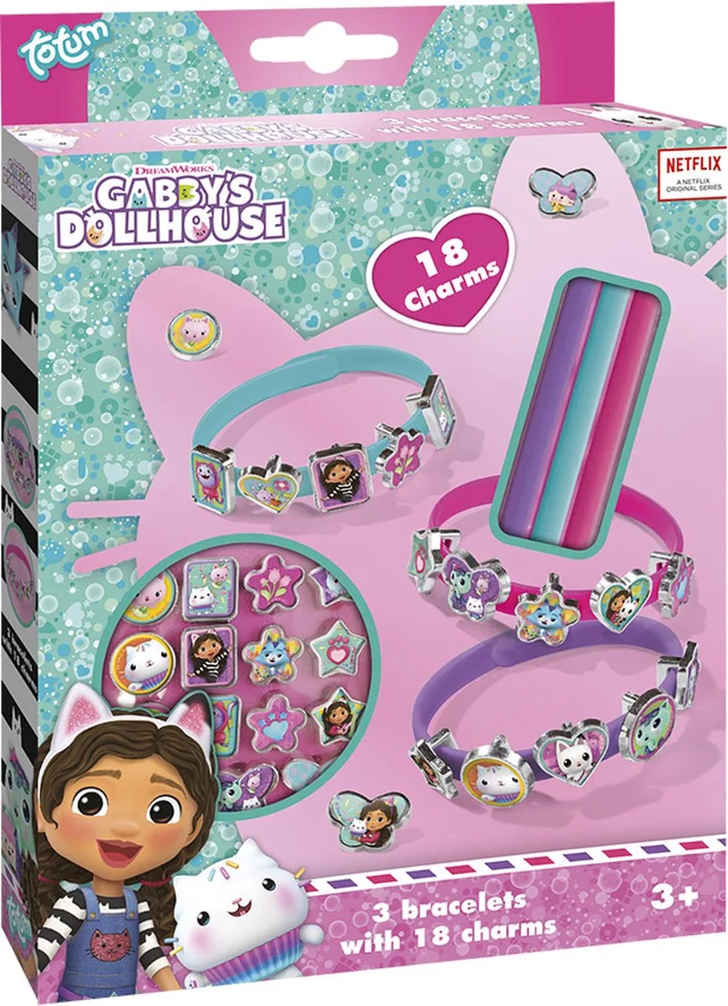 Schuifarmbandjes maken - 3 stuks - Met 18 bedels - Speelgoed Kinderen - Knutselen - Voor meisjes - Ook voor kleuters - Vanaf 3 jaar by Totum in Gabby's Poppenhuis – product photo