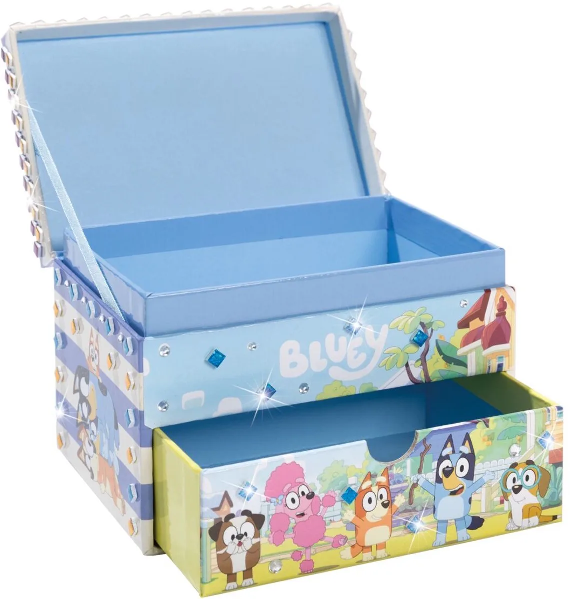 Sieradendoosje versieren - Met mozaïek - 15 x 10 cm - Speelgoed Kinderen - Knutselen - Voor meisjes en jongens - Ook voor kleuters - Vanaf 3 jaar de Totum en Bluey – photo du produit