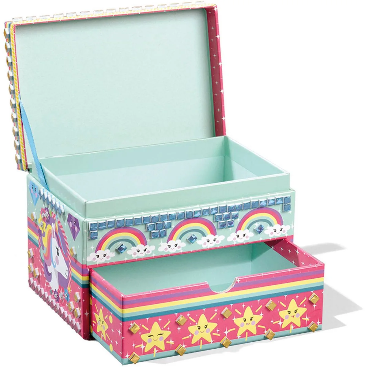 Sieradendoosje versieren - Met mozaïek - 15 x 10 x 10 cm - Speelgoed Kinderen - Knutselen - Voor meisjes en jongens - Ook voor kleuters - Vanaf 3 jaar von Totum in Unicorn – Produktfoto