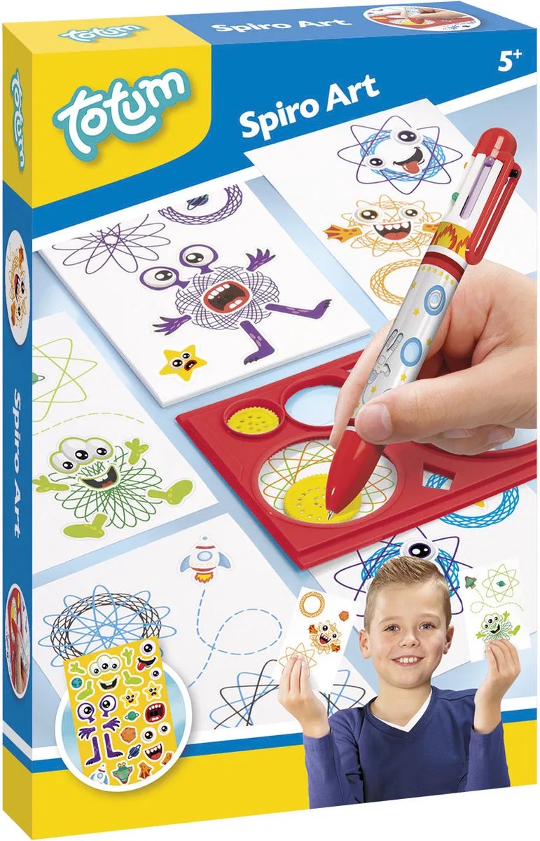 Spirograaf knutselset teken set incl. 6 kleurenpen en herbruikbaar sjabloon - Spiro art 5+ cadeau tip creatief speelgoed jongens en meisjes fra Totum i Flerfarvet – produktbillede