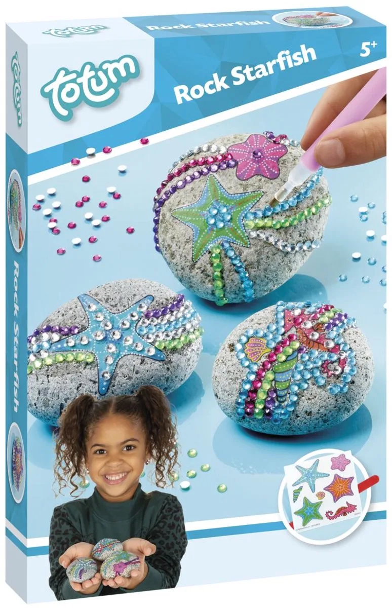 Stenen versieren met zeester - Met 350+ steentjes - Speelgoed Kinderen - Knutselen - Voor meisjes en jongens - Vanaf 5 jaar by Totum in Blue – product photo