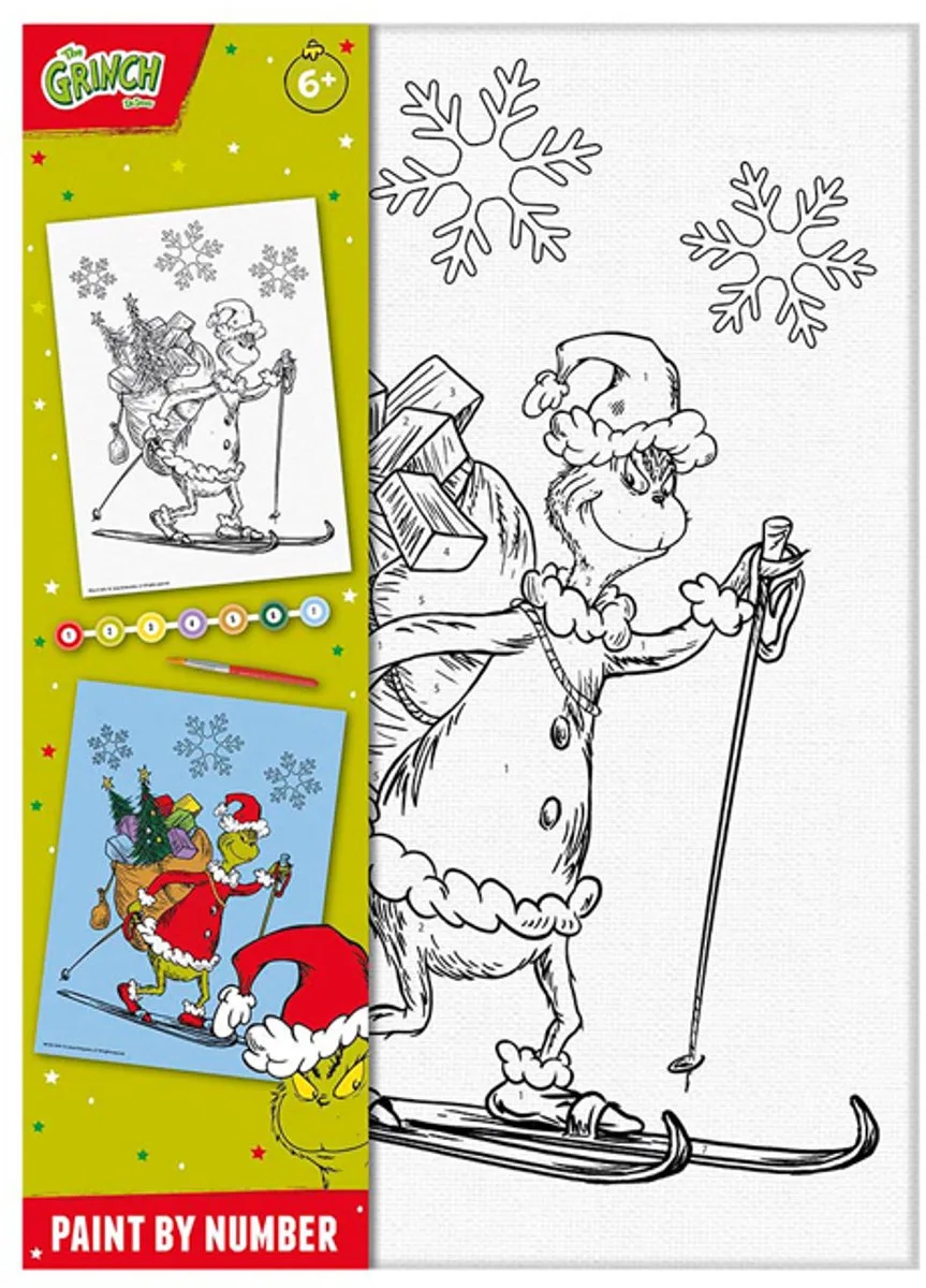 The Grinch Schilderen-op-nummer canvas - A4 - Met verf en penseel - Speelgoed Kinderen - Knutselen - Voor meisjes en jongens - Vanaf 6 jaar från Totum i Flerfärgad – produktbild