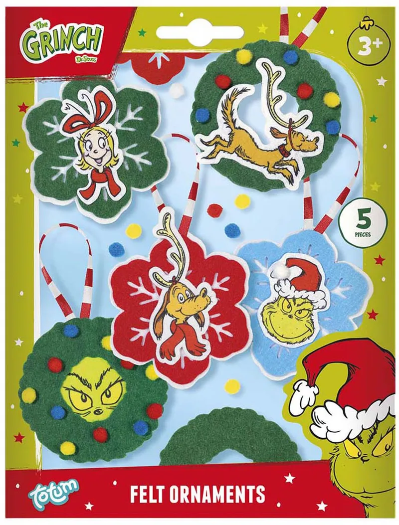 The Vilten kersthangers maken - 5 stuks - Speelgoed Kinderen - Knutselen - Voor meisjes en jongens - Ook voor kleuters - Vanaf 3 jaar by Totum in Grinch – product photo