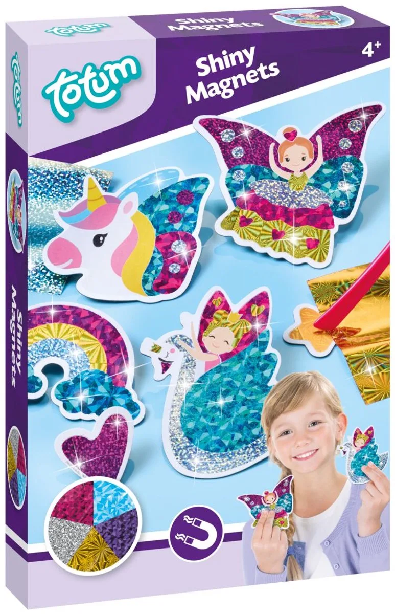 Unicorn Glinsterende magneetfiguren maken - 6 stuks - Speelgoed Kinderen - Knutselen - Voor meisjes en jongens - Vanaf 4 jaar van Totum in Magneten maken – productfoto