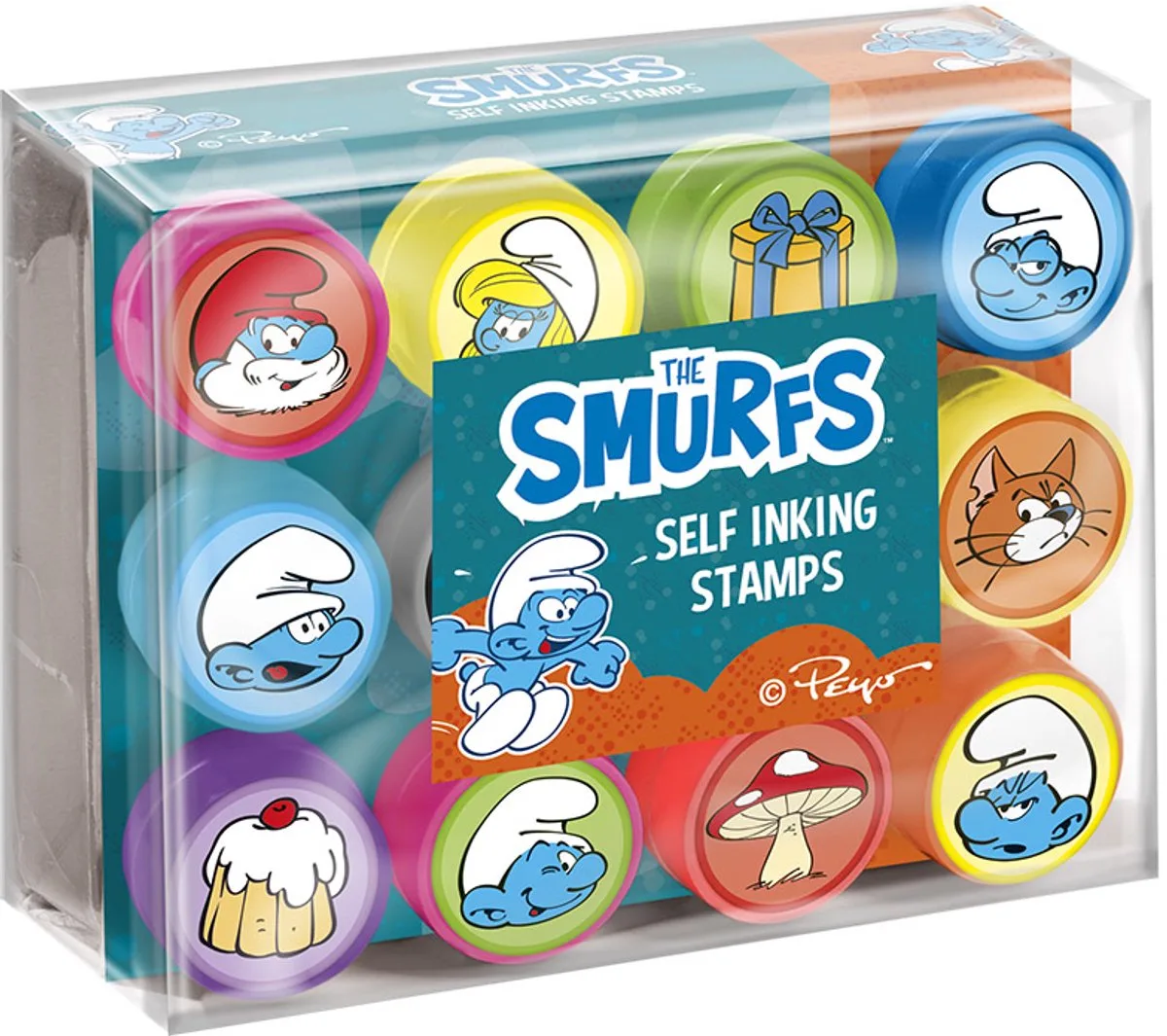 Zelfinktende stempels - 12 stuks - Speelgoed Kinderen - Knutselen - Voor meisjes en jongens - Ook voor kleuters - Vanaf 3 jaar by Totum in De Smurfen – product photo