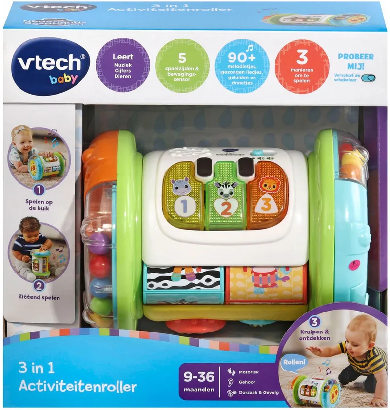 Baby 3-in-1 Kruiprol - Educatief Speelgoed - Activiteitenroller met Lichts- en Geluidseffecten - Baby Speelgoed van VTech in Meerkleurig – productfoto