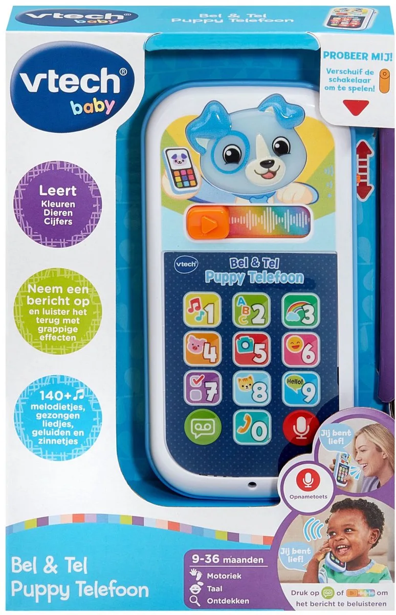 Baby Bel en Leer Puppytelefoon - Interactief Speelgoed van VTech in Meerkleurig – productfoto