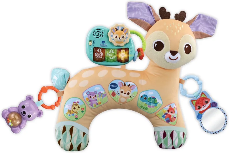 Baby Dierenvriendjes Tummy Time Knuffelhertje - Interactief en Educatief Babyspeelgoed - Knuffel Speelgoed - Cadeau - Vanaf 3 Maanden de VTech en Multicolore – photo du produit