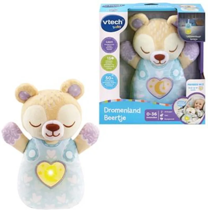 Baby Dromenland Beertje - Interactieve Knuffel - Educatief Speelgoed - Voor 1 tot 3 Jaar - Zacht, Veilig en Leerzaam Speelgoed voor Baby's en Peuters - Met Lichtjes, Geluiden en Muziek voor Speels Leren - Ideaal als cadeau voor baby's von VTech in Blau – Produktfoto