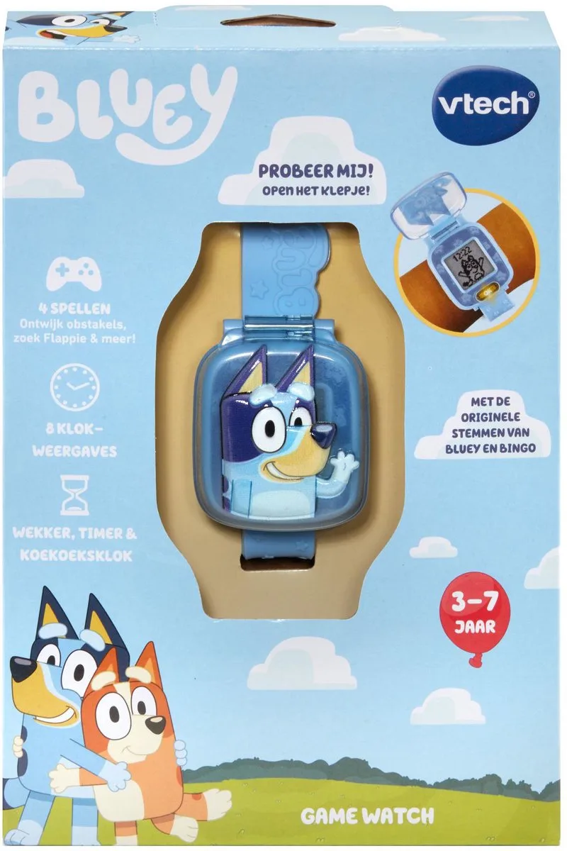 Bluey Learning Watch - Orginele Stemmen van Bluey & Bingo - Educatief Speelgoed - Speel Spelletjes - Leer Klokkijken - Vanaf 3 tot 7 Jaar de VTech en Multicolore – photo du produit
