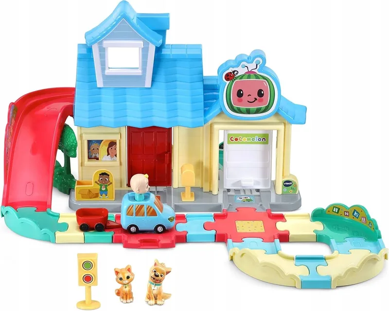 CoComelon JJ's Huis Interactieve Treinbaan met Auto's by VTech in Multicolour – product photo