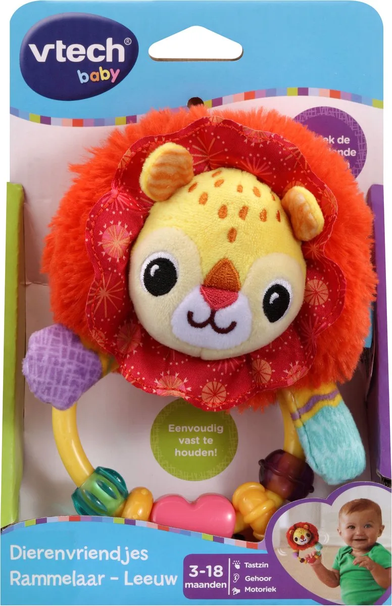 Dierenvriendjes Rammelaar Leeuw - Baby Speelgoed - Bijting - Educatief Baby Speelgoed - Van 3 tot 12 Maanden de VTech en Multicolore – photo du produit