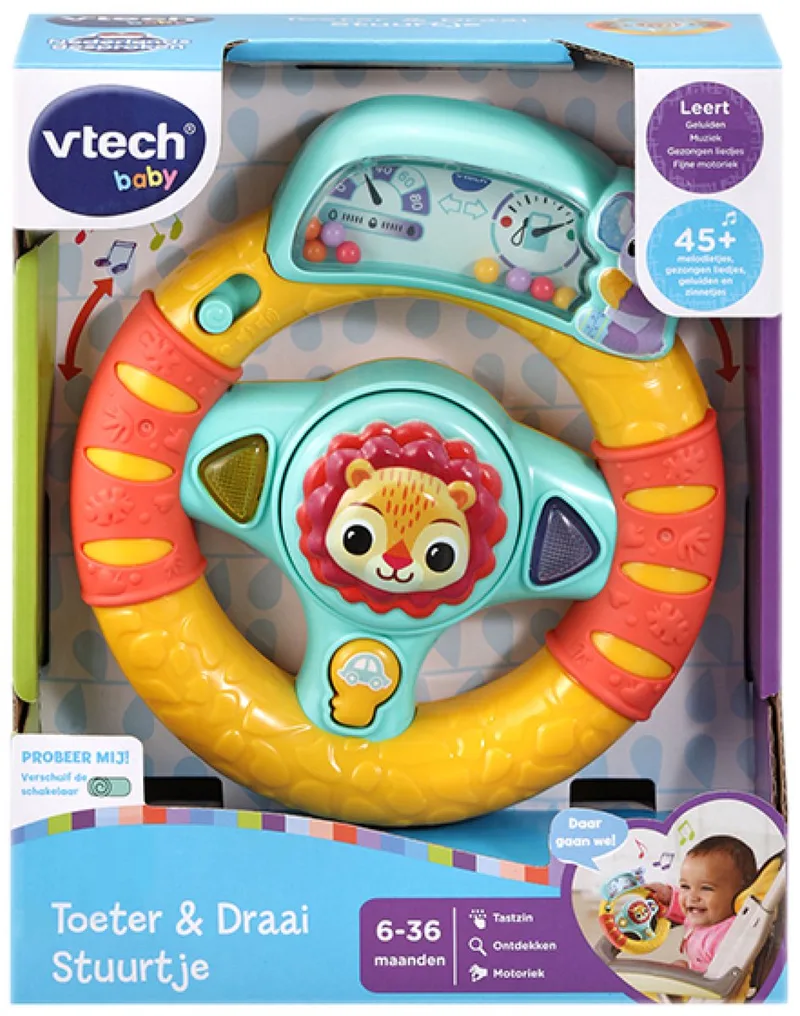 Dierenvriendjes Toeter & Draai Stuurtje - Cadeau - Educatief Babyspeelgoed - 6 tot 36 Maanden de VTech en Multicolore – photo du produit