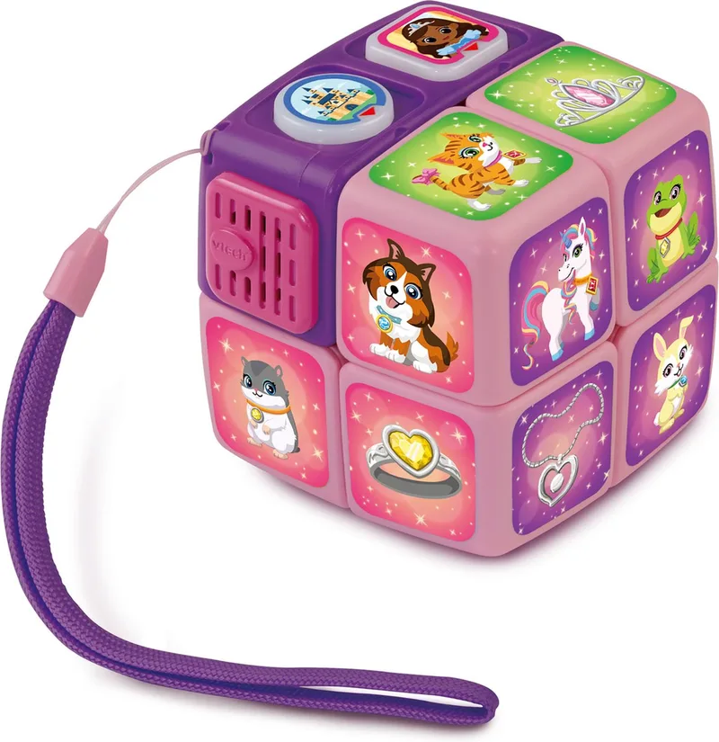 Kubus - Draai de Kubus - Ontdek Spelersgewijs Interessante Weetjes over de Huisdieren van de Prinses - Speel Uitdagende Spellen - Vanaf 4 Jaar by VTech in Pink – product photo