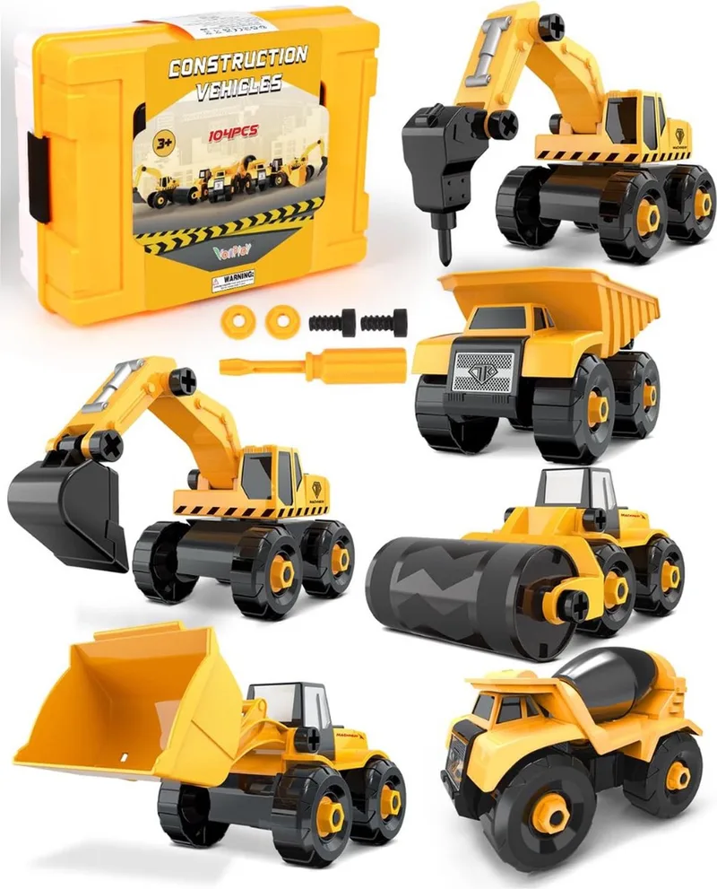 Speelgoed auto - afneembare bouwvoertuigen - graafmachine - bouwspeelgoed - 6 in 1 by VTech in Yellow – product photo