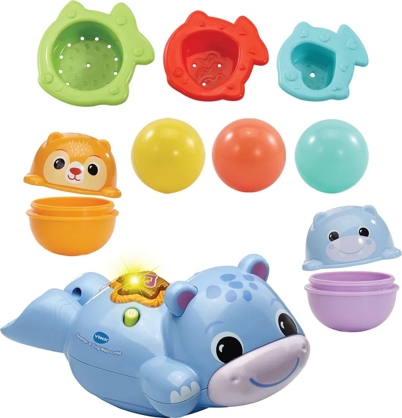 Spetter & Zing Nijlpaardje - Badspeelgoed - Inclusief 8 badspeeltjes - Speelgoed 1 tot 6 jaar de VTech en Multicolore – photo du produit
