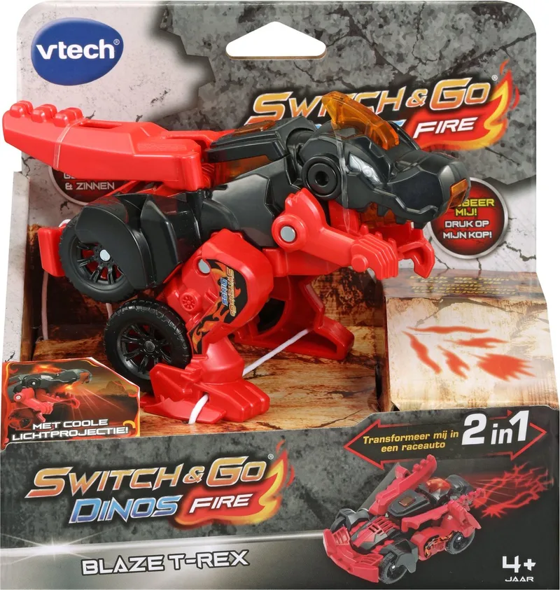 Switch & Go Dino's - Fire Blaze T-Rex - Kinder Speelgoed Dinosaurus - Interactief Robot Speelfiguur - Cadeau - Vanaf 4 Jaar en ouder de VTech en Rouge – photo du produit