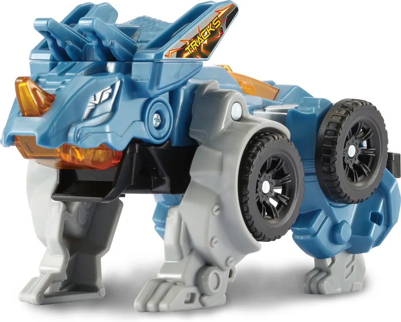 Switch & Go Dino's - Fire Tracks de Triceratops - Kinder Speelgoed Dinosaurus - Interactief Robot Speelfiguur - Vanaf 4 Jaar en ouder von VTech in Blau – Produktfoto