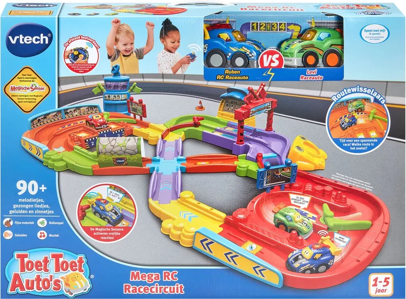 Toet Toet Auto's - Mega RC Racecircuit - Interactief Speelgoed - Inclusief 2 Toet Toet Auto's - Speelgoed vanaf 1 jaar en ouder by VTech in Multicolour – product photo